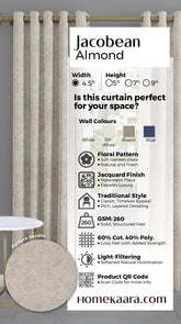 Jacobean Readymade Curtain - Almond