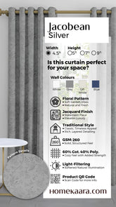 Jacobean Readymade Curtain - Silver