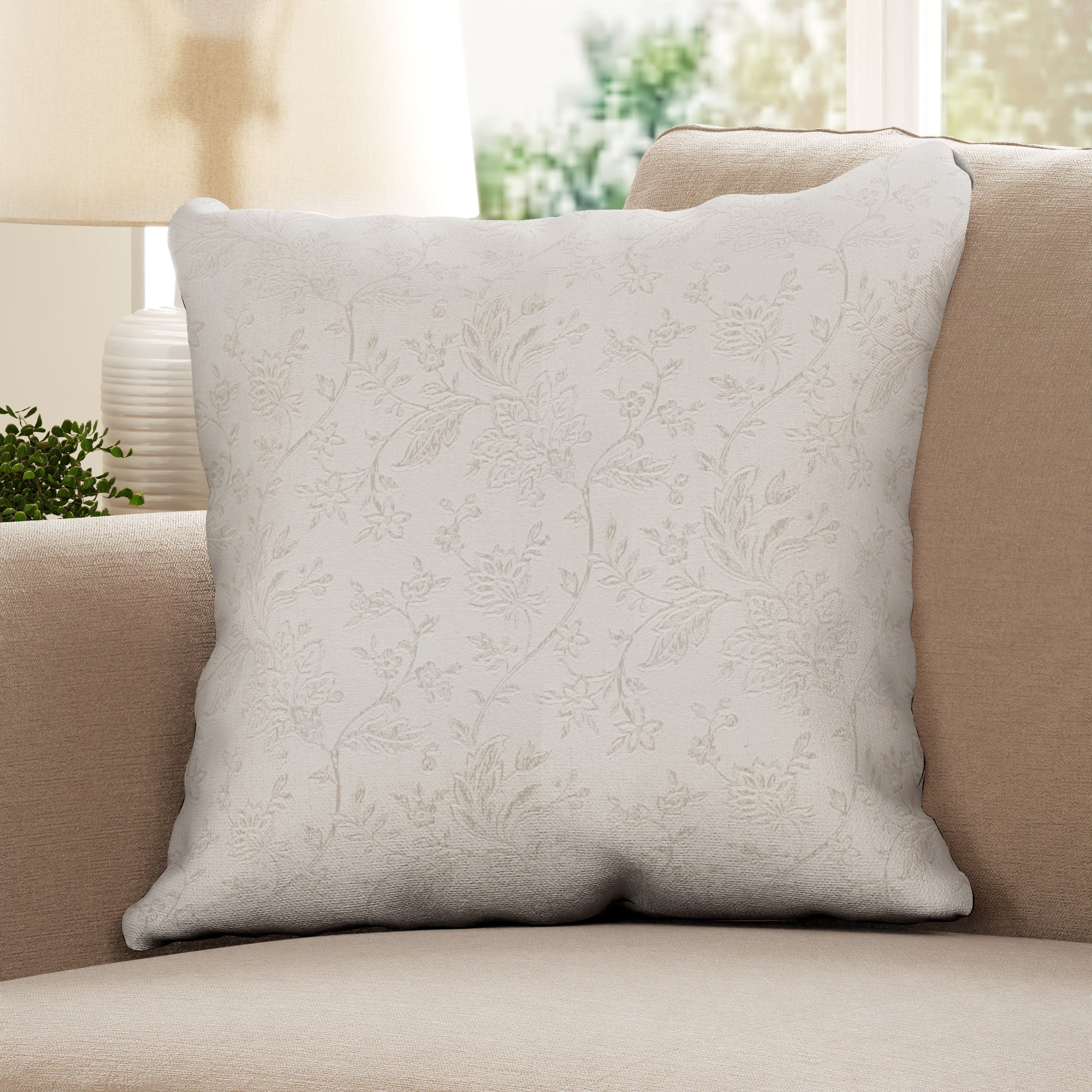 Jacobean Cushion - Oyster