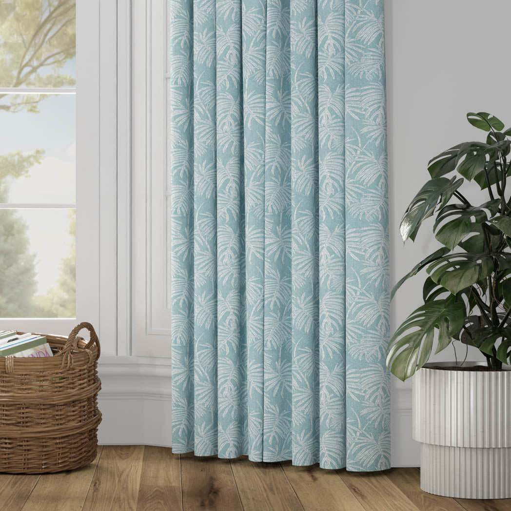 Monstera Curtain- Aqua