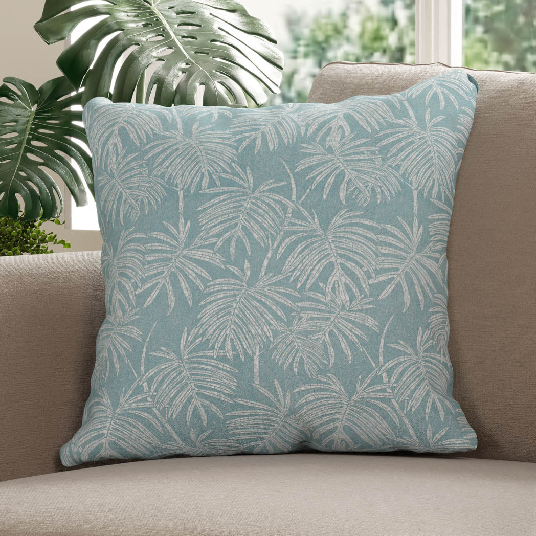 Monstera  Cushion - Aqua